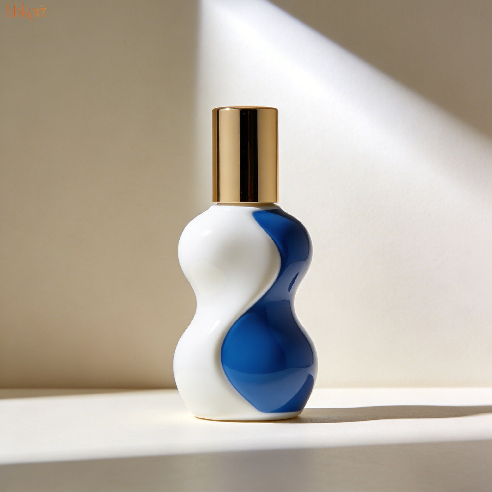 Set of 10 perfume decanter bottles on white background