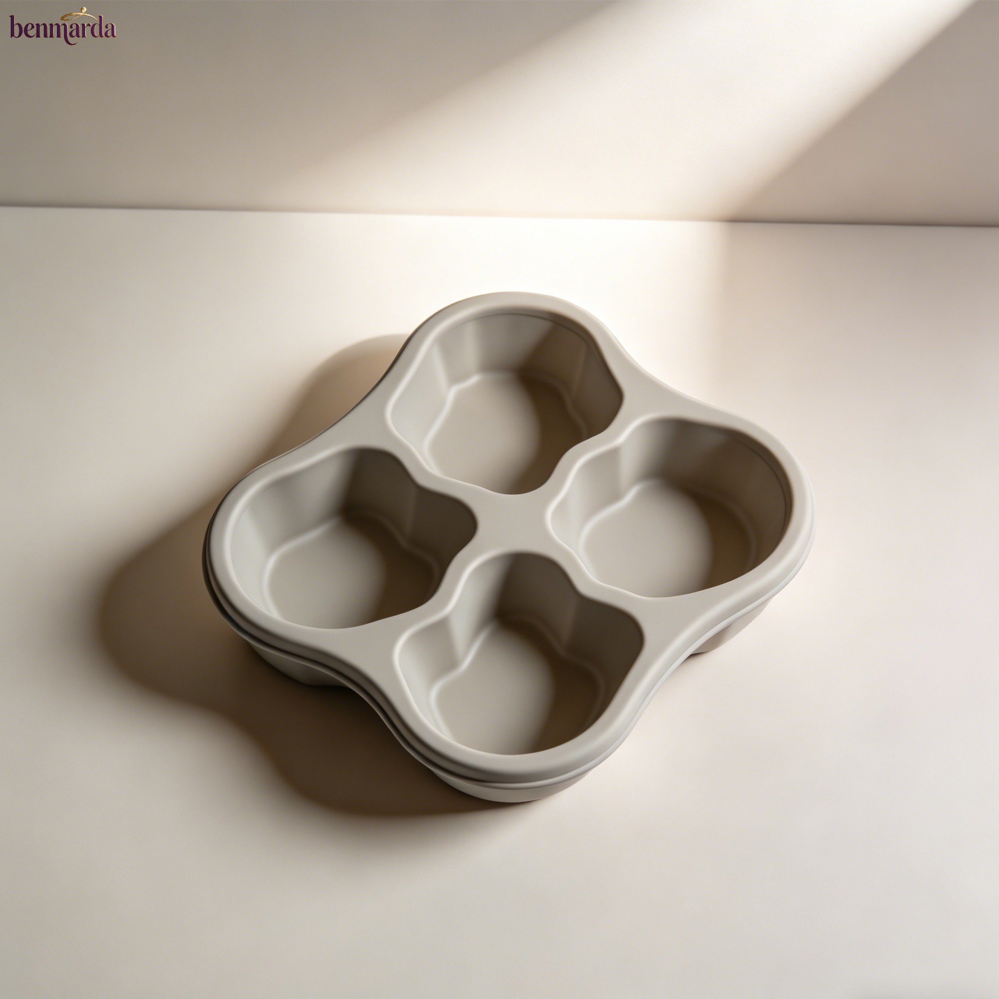 Flexible silicone ice cube tray being twisted for easy ice removal