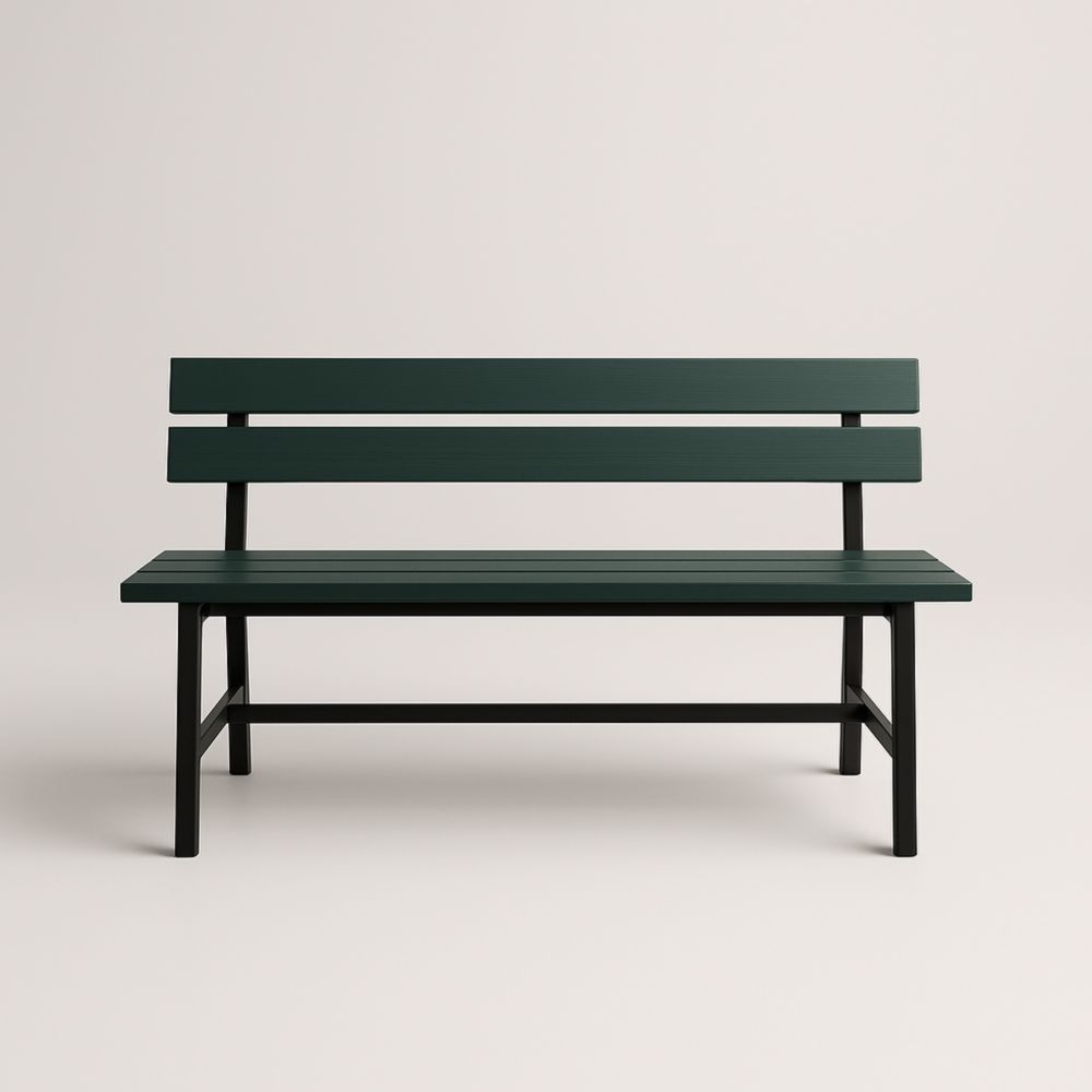 Panchina da Giardino in Legno e Acciaio Verde Scuro