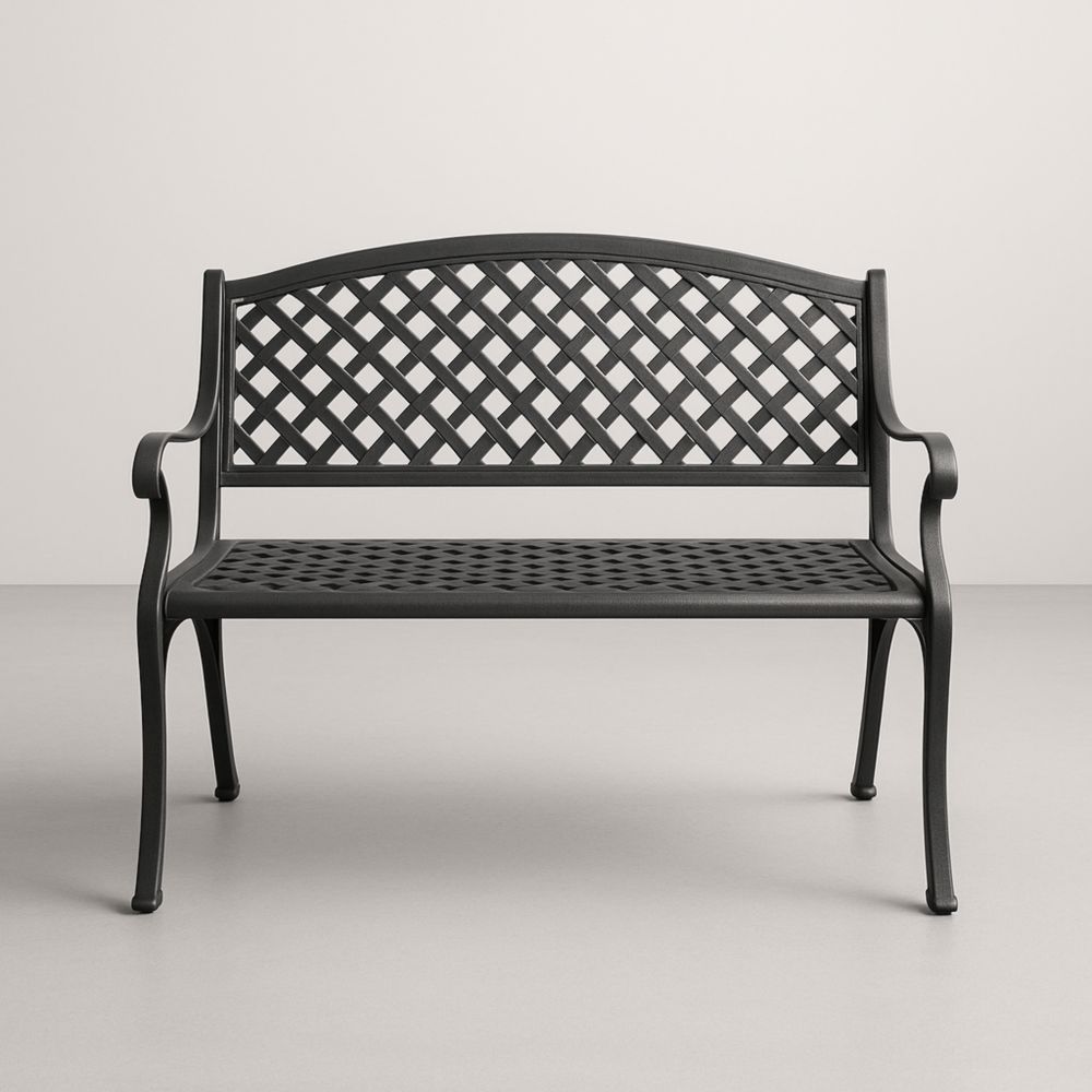 Panchina da esterno in metallo 128 cm nera