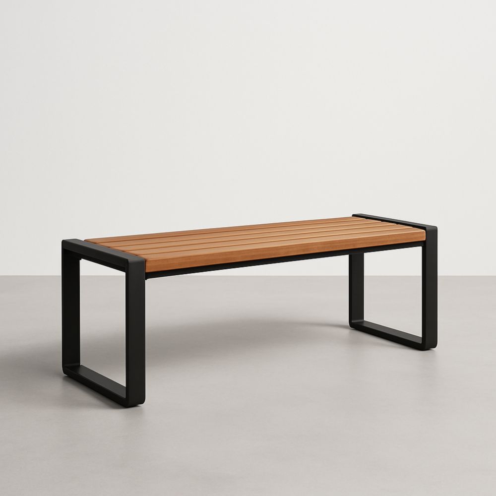 Panchina in Legno e Metallo Nero 160 cm