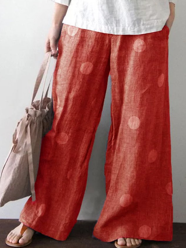 Vintage Loose Cotton-Blend Pants