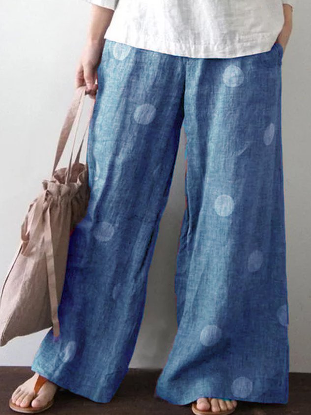 Vintage Loose Cotton-Blend Pants
