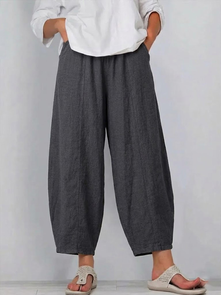 Loose-fit Cotton-linen Casual Harem Pants
