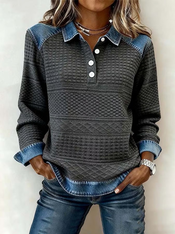 Women'S Casual Patchwork Pullover Sweatshirt
