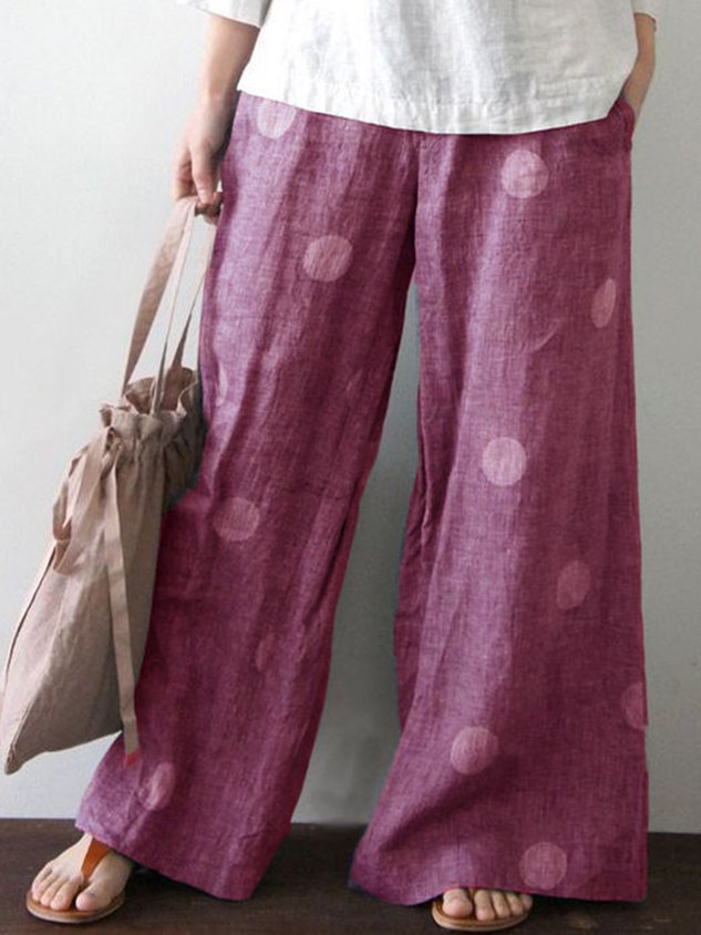 Vintage Loose Cotton-Blend Pants
