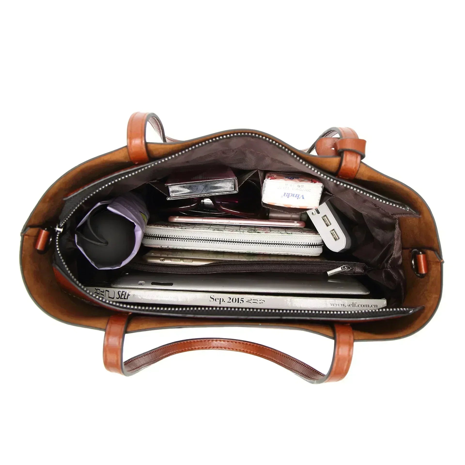 LEATHER CROSSBODY TOTE BAG