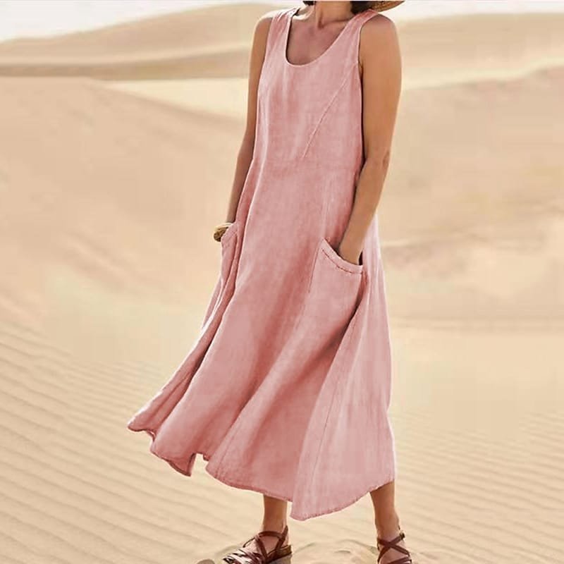 🔥50% Off Sale! Women's Sleeveless Cotton And Linen Dress