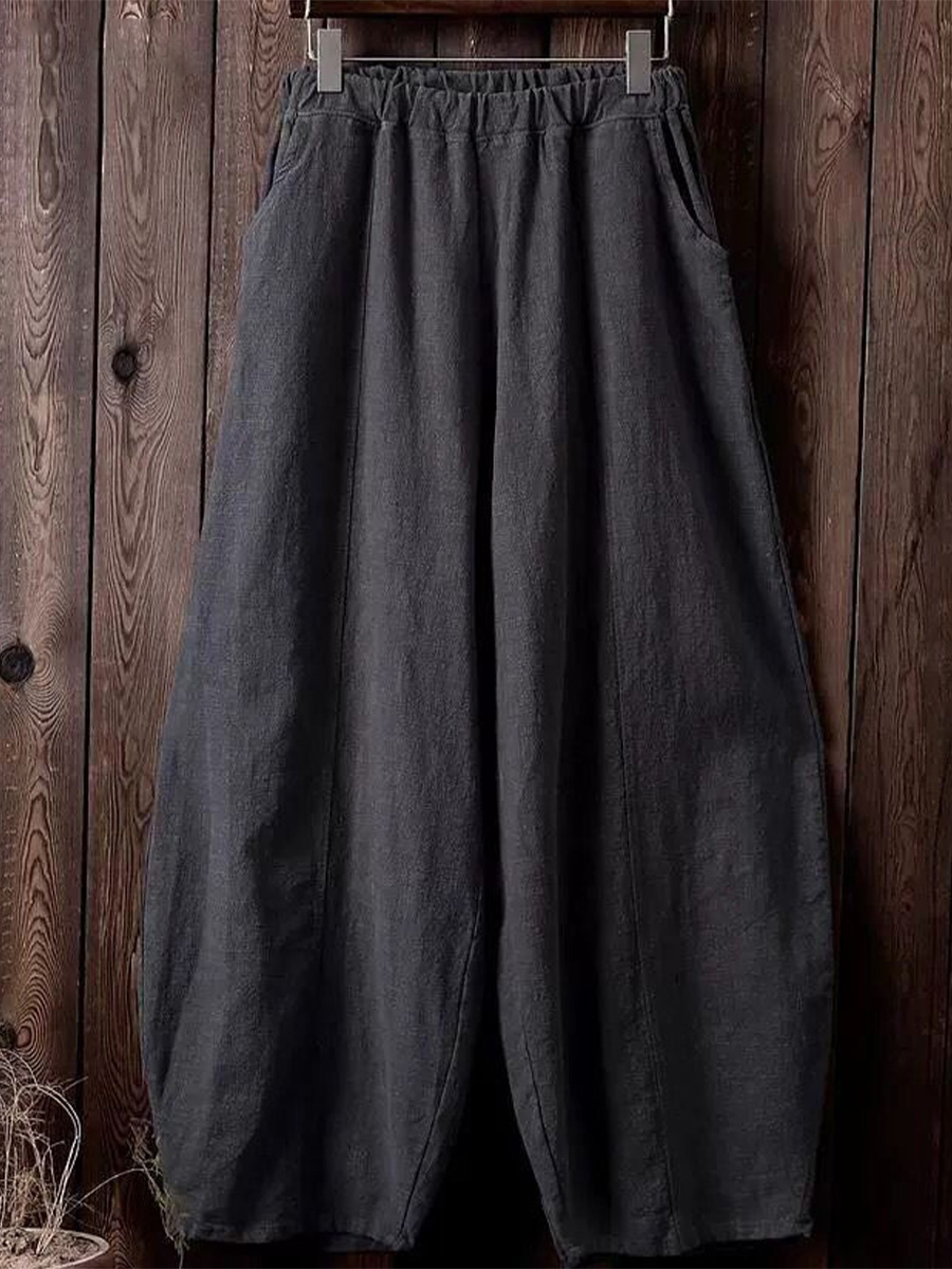 Loose-fit Cotton-linen Casual Harem Pants