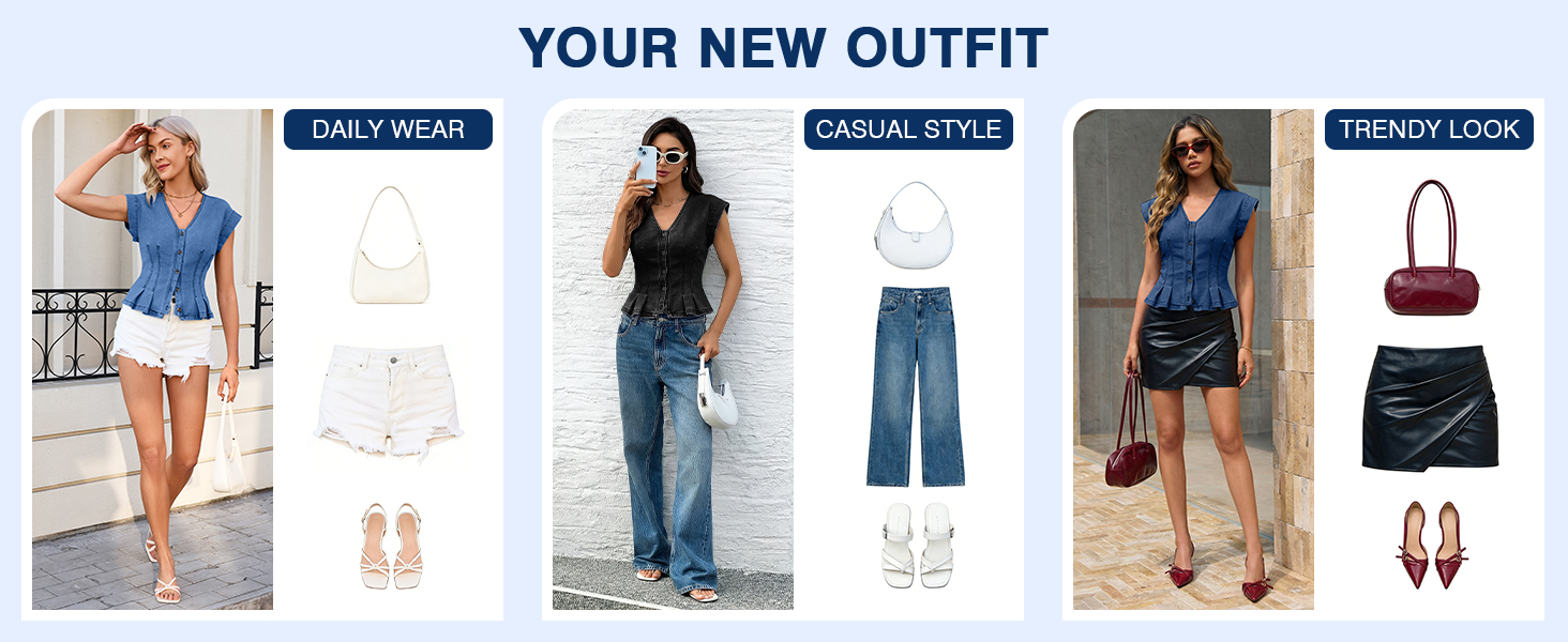 Womens V Neck Denim Vests Tops Trendy Summer Button Down Jean Tank Tops Y2k Fitted Shirts