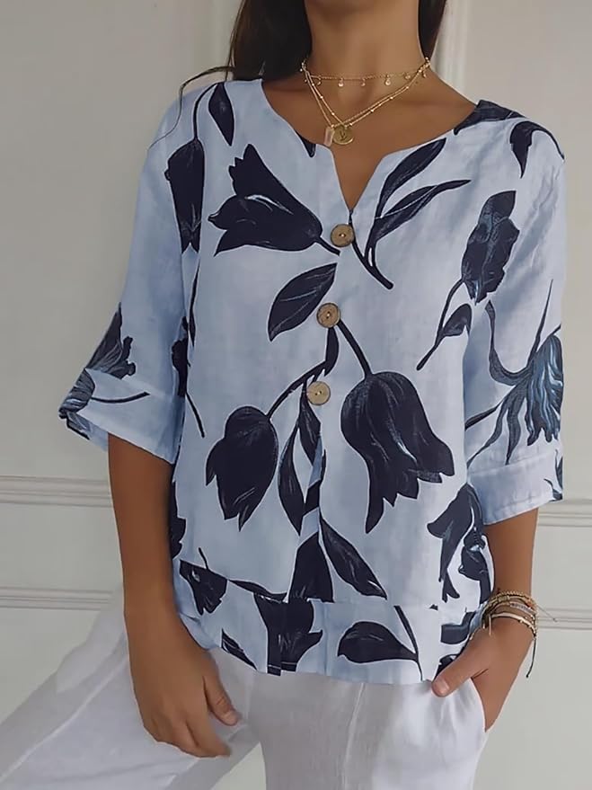 🔥HOT SALES 49% OFF🌷Printed V-neck Tunic Top🌷