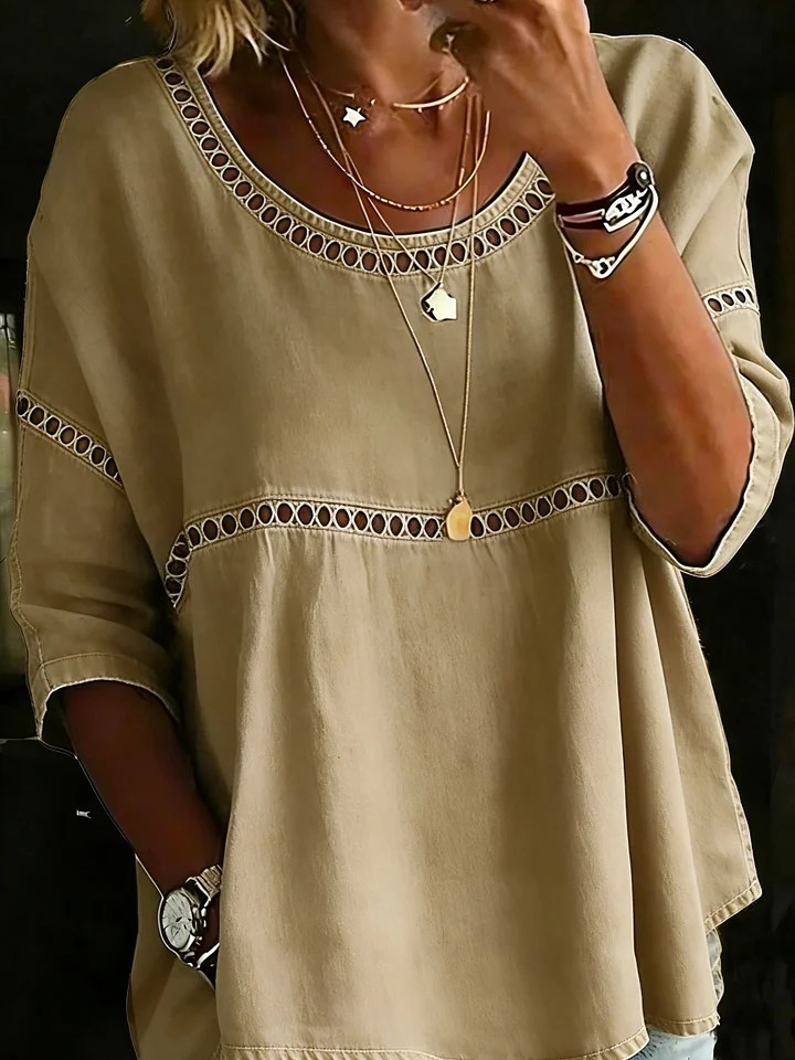 Women's Solid Color Casual Loose Denim Blouse Shirt