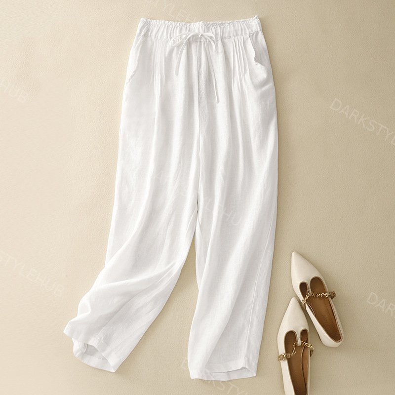Women's Simple Solid Color Linen Blend Pants