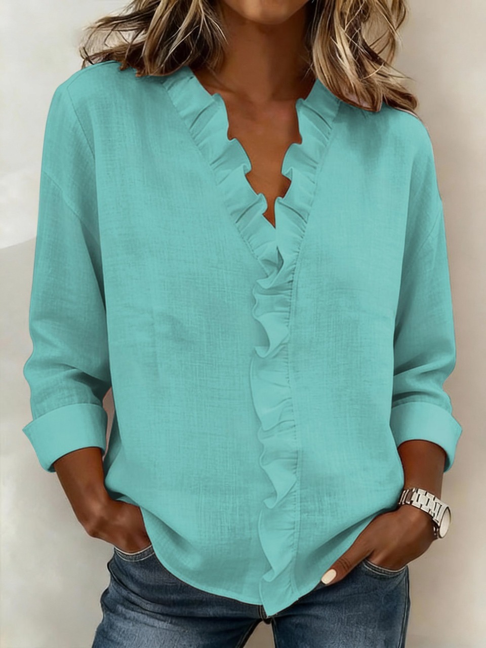 Women's Casual Solid Color Cotton Linen Shirt