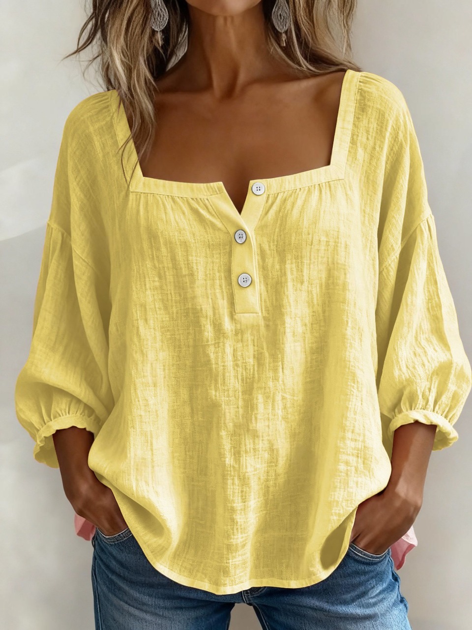 Women's Casual Solid Color Cotton Linen Shirt