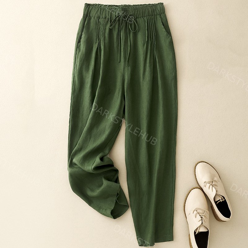 Women's Simple Solid Color Linen Blend Pants
