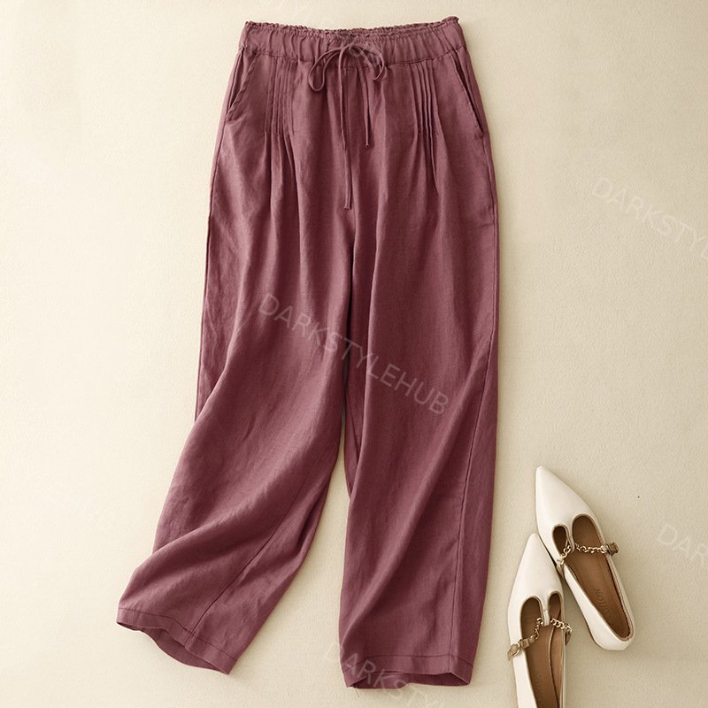 Women's Simple Solid Color Linen Blend Pants