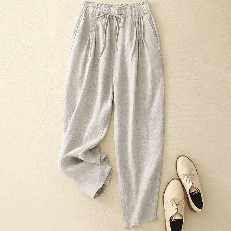 Women's Simple Solid Color Linen Blend Pants