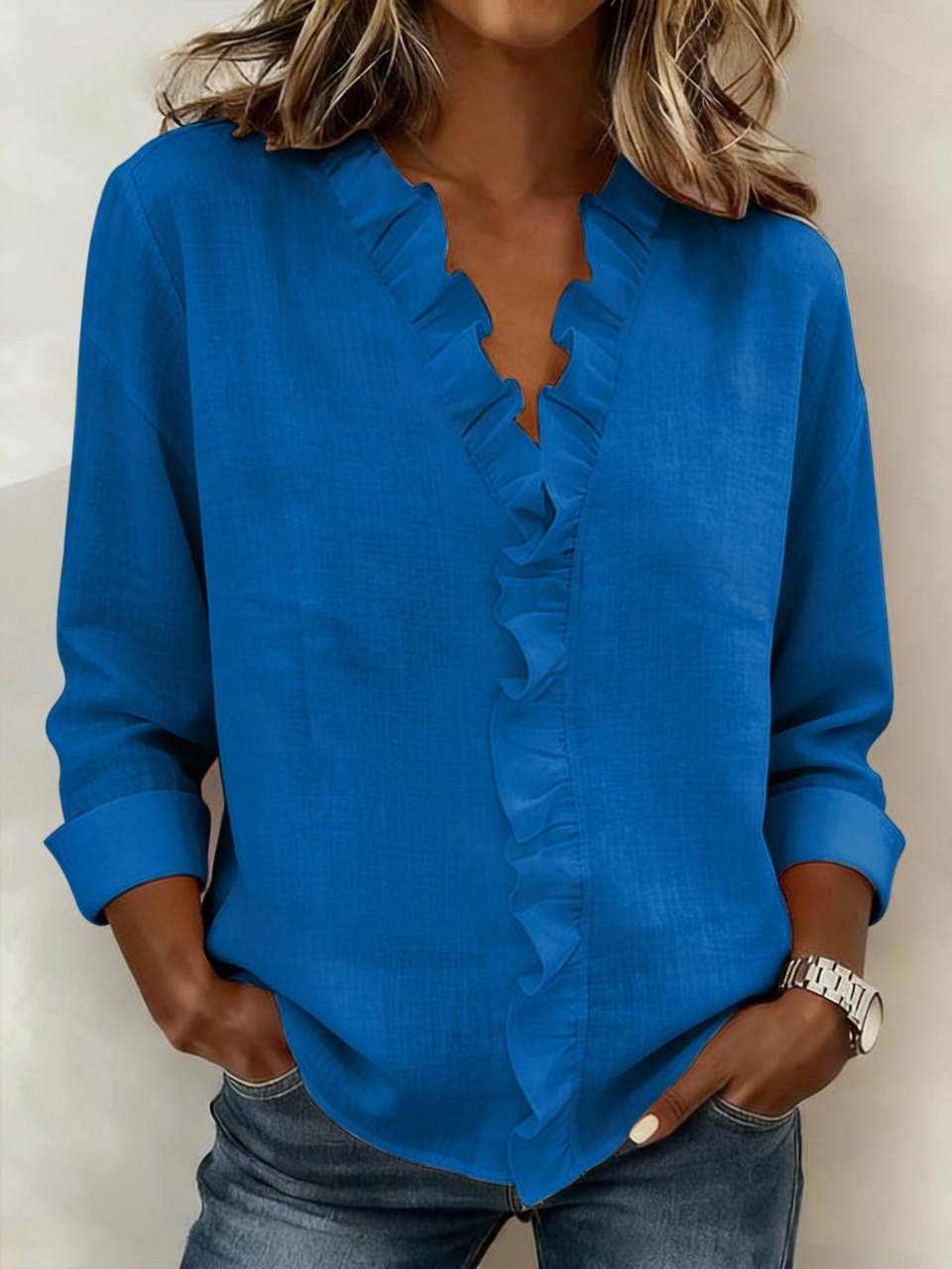 Women's Casual Solid Color Cotton Linen Shirt