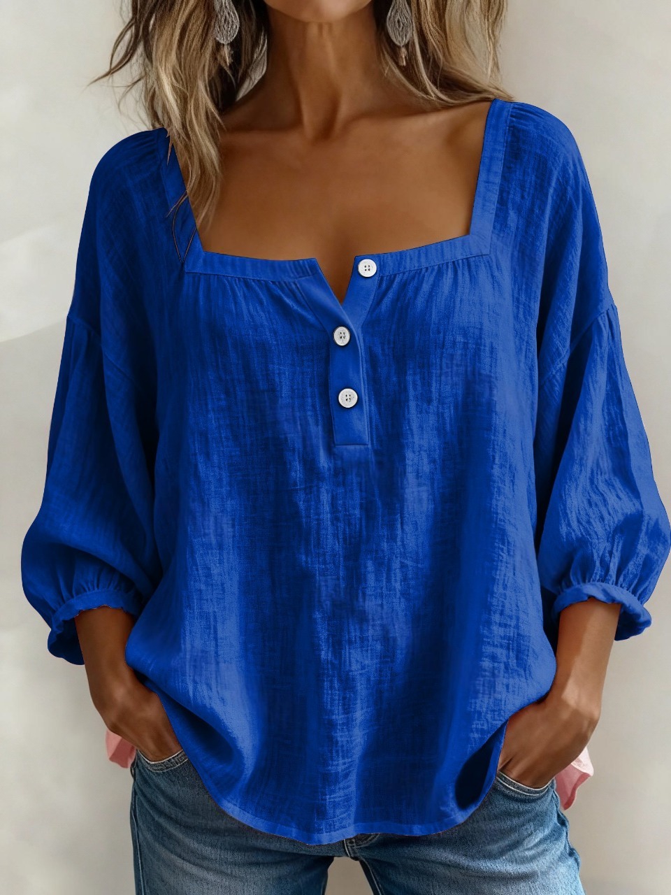 Women's Casual Solid Color Cotton Linen Shirt