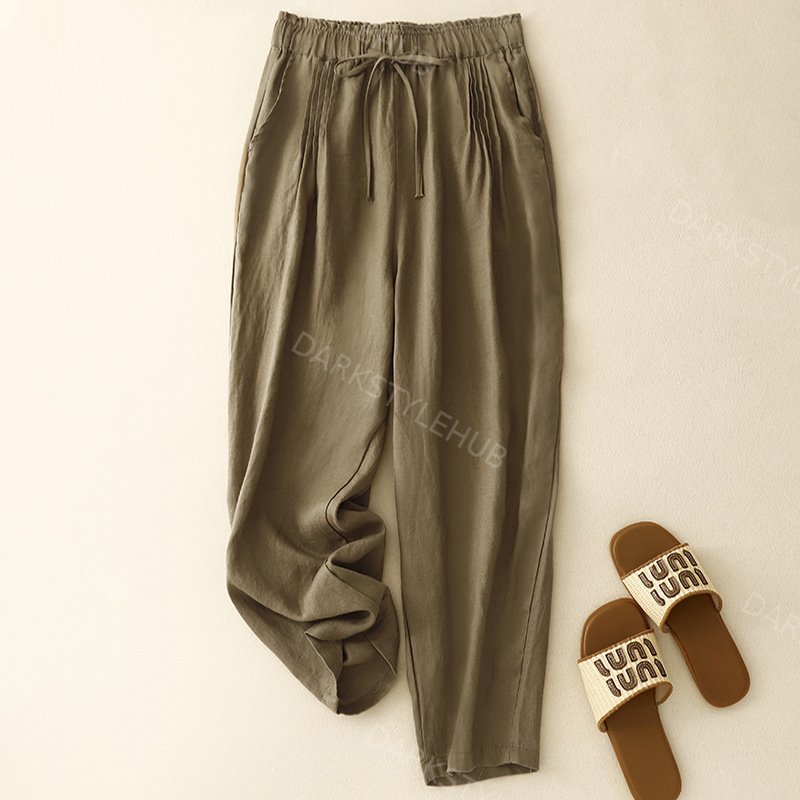Women's Simple Solid Color Linen Blend Pants