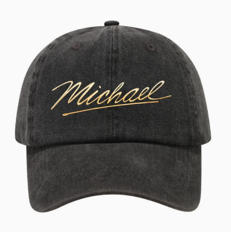 Michael Jackson Signature Baseball Cap, Washed  Vintage Dad Hat, Casual Embroidered Cotton Cap for Fans