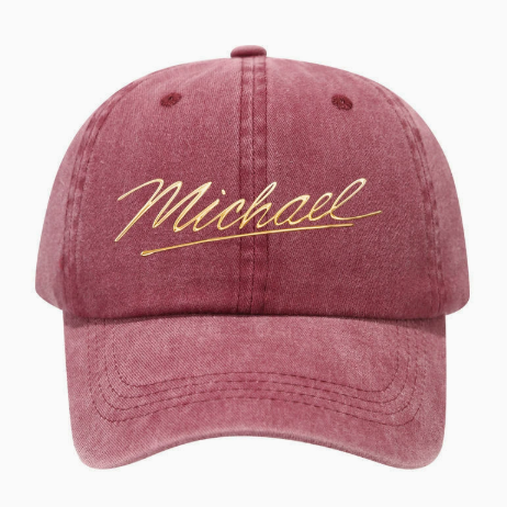 Michael Jackson Signature Baseball Cap, Washed  Vintage Dad Hat, Casual Embroidered Cotton Cap for Fans