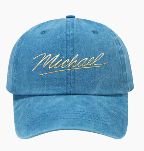 Michael Jackson Signature Baseball Cap, Washed  Vintage Dad Hat, Casual Embroidered Cotton Cap for Fans