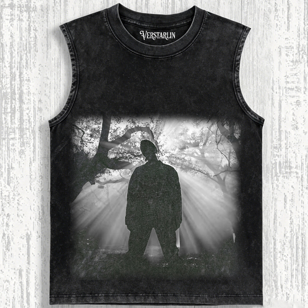 Coachella Forest Vibe Black & White Sunlight Silhouette Print