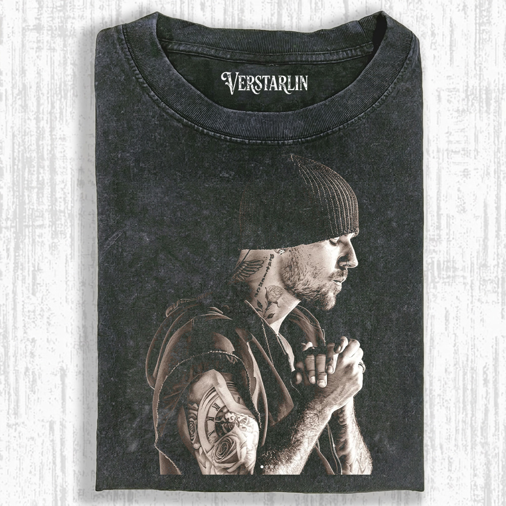 Coachella Vibe Justin Bieber Black & White Side Profile Prayer Graphic