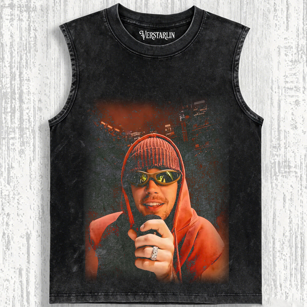Justin Bieber Purpose Tour Hoodie | Red Stage Sunglasses Retro Washed Sweatshirt