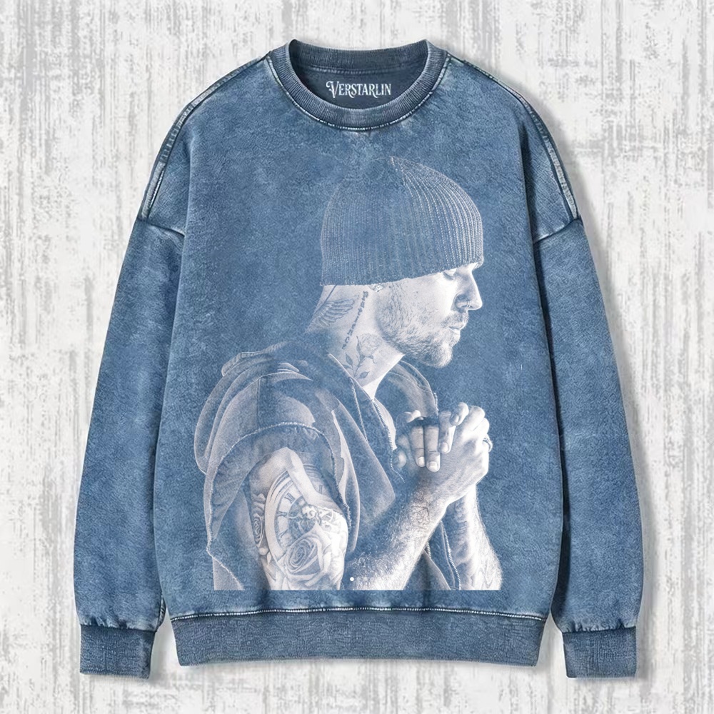 Coachella Vibe Justin Bieber Black & White Side Profile Prayer Graphic