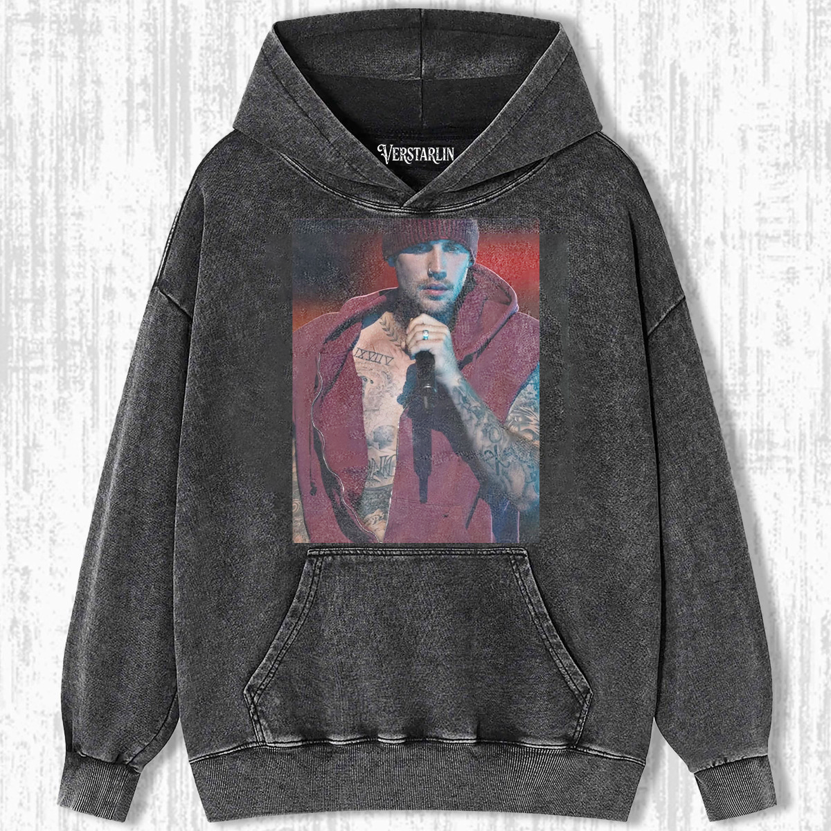 Coachella Red Stage Justin Bieber Maroon Hoodie Tattoo Graphic