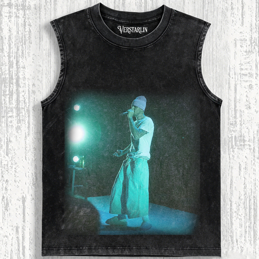 Justin Bieber Live Performance Hoodie | Baggy Pants Concert Photo Vintage Washed Sweatshirt