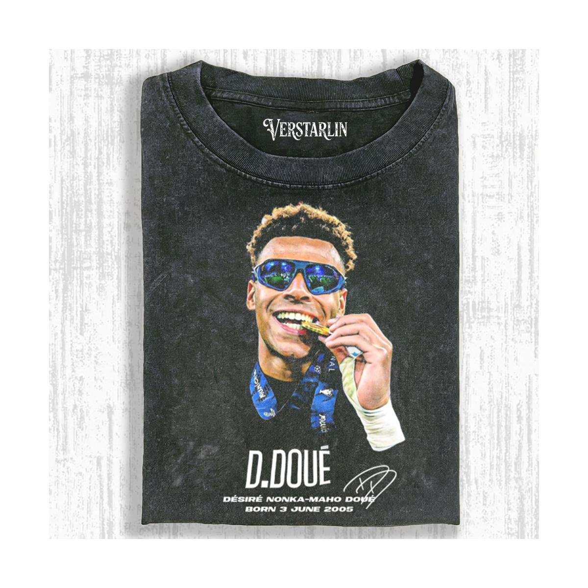 Désiré Doué Football Graphic Tee | Soccer Star Black Cotton T-Shirt
