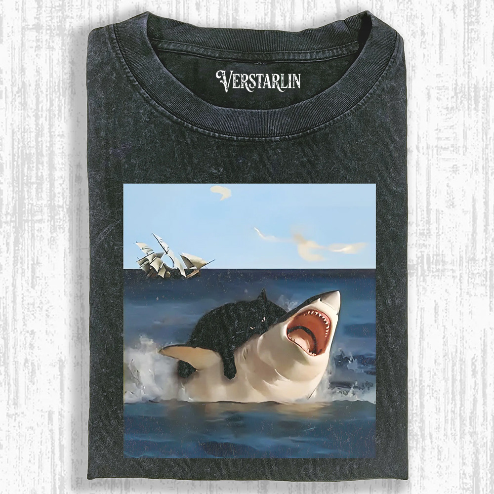 FAT CAT VS. SHARK  T-SHIRT