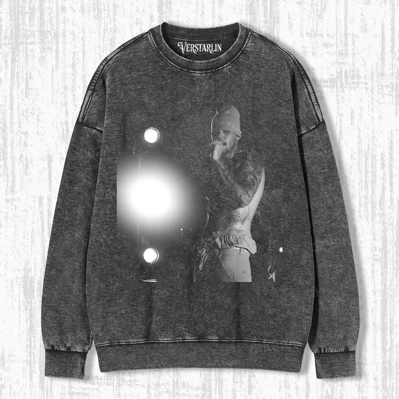 Justin Bieber Live Tour Vintage Hoodie | Bare Chest Concert Photo Washed Black Sweatshirt