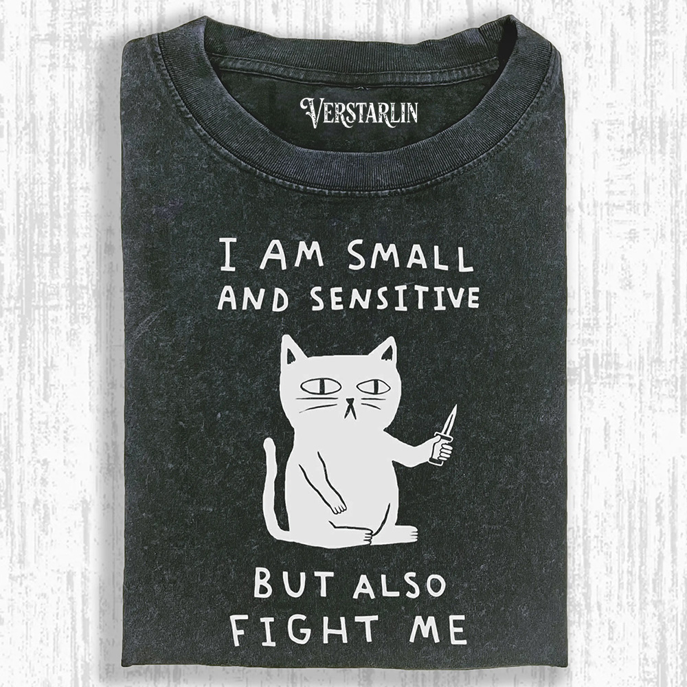 CAT - I AM SMALL AND SENSITIVE BUT ALSO FIGHT ME T-SHIRT
