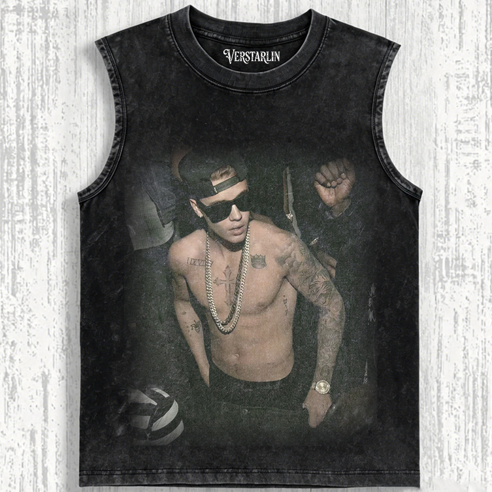 Justin Bieber Vintage Tattoo Tee | 90s Hip-Hop Retro Streetwear Graphic T-Shirt