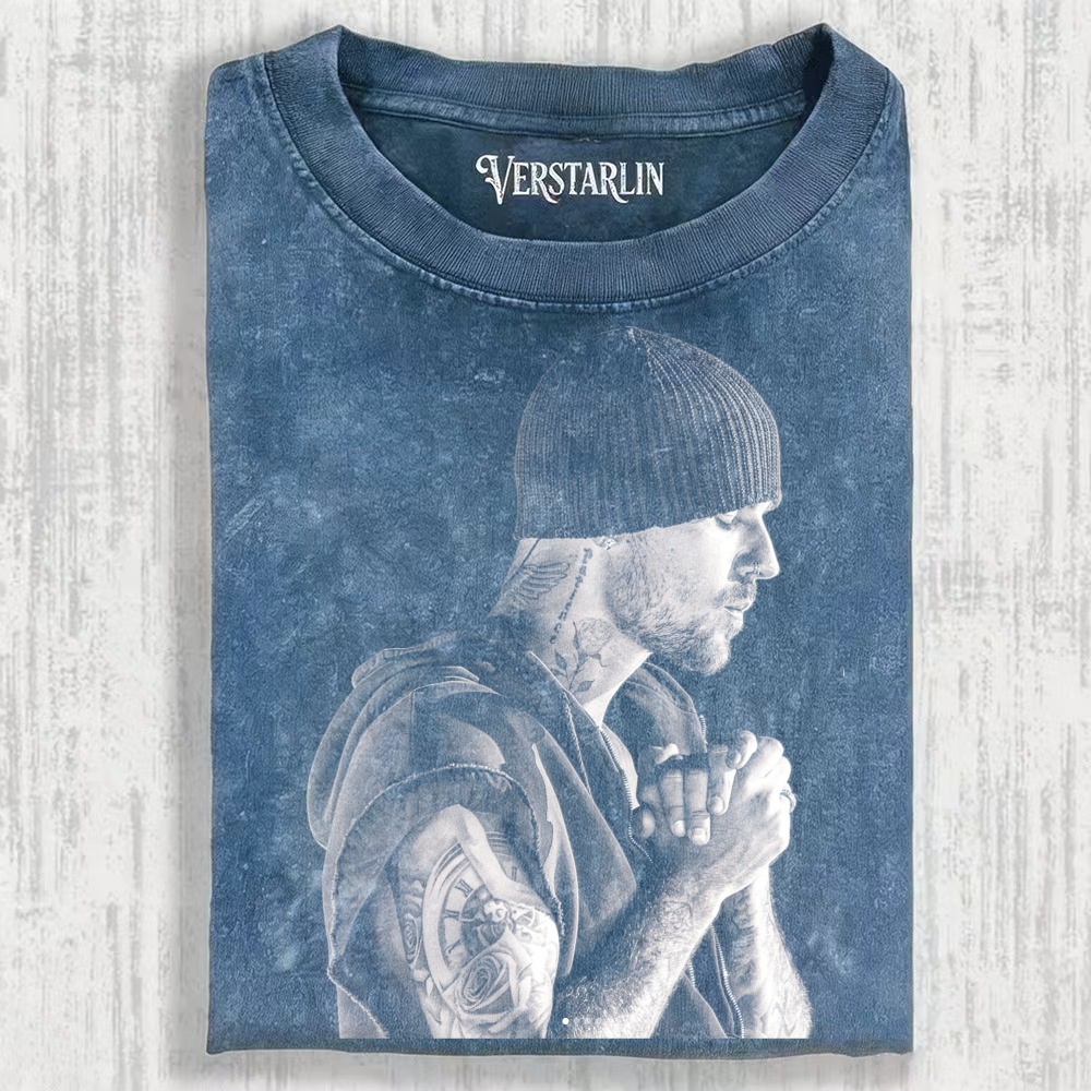 Coachella Vibe Justin Bieber Black & White Side Profile Prayer Graphic