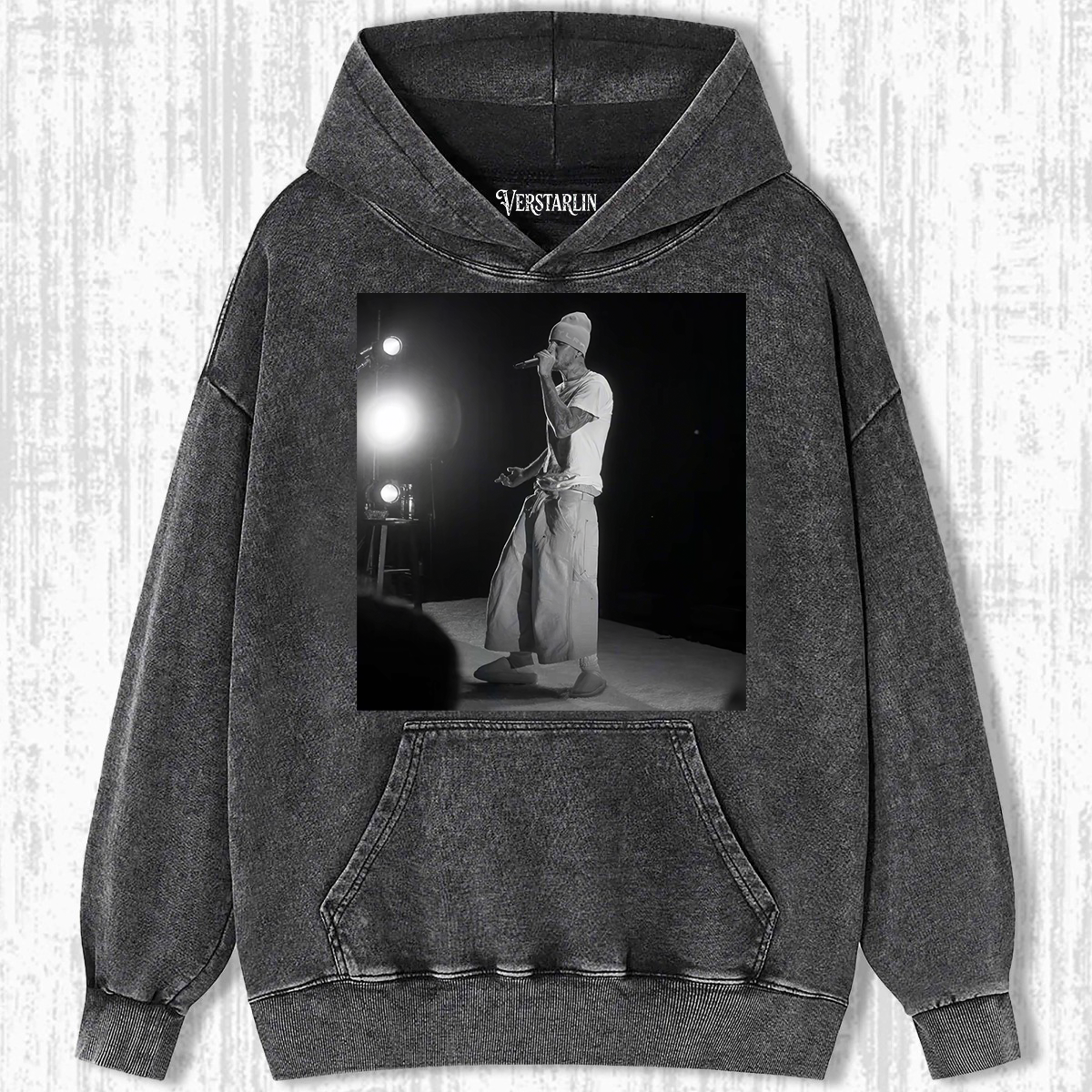Justin Bieber x Friends Vintage Hoodie | Y2K Rapper Collab Photo Washed Black Sweatshirt