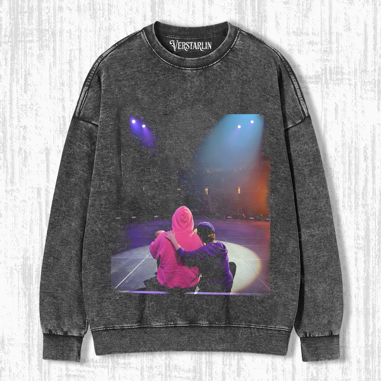 Justin Bieber Tour Memories Hoodie | Stage Seat Back View Retro Washed Black Sweatshirt