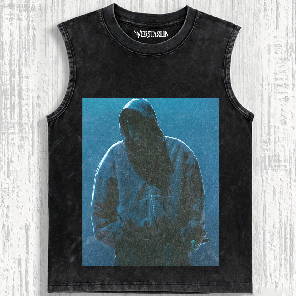 Coachella Neon Stage Blue Light Hooded Silhouette Print 