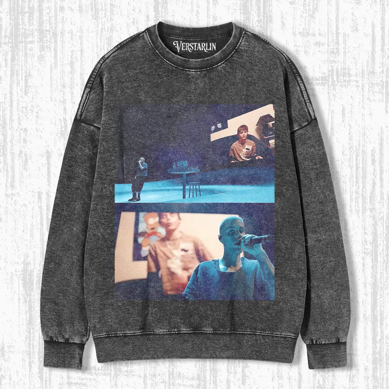 Justin Bieber Tour Montage Hoodie | Live Performance Collage Vintage Washed Sweatshirt