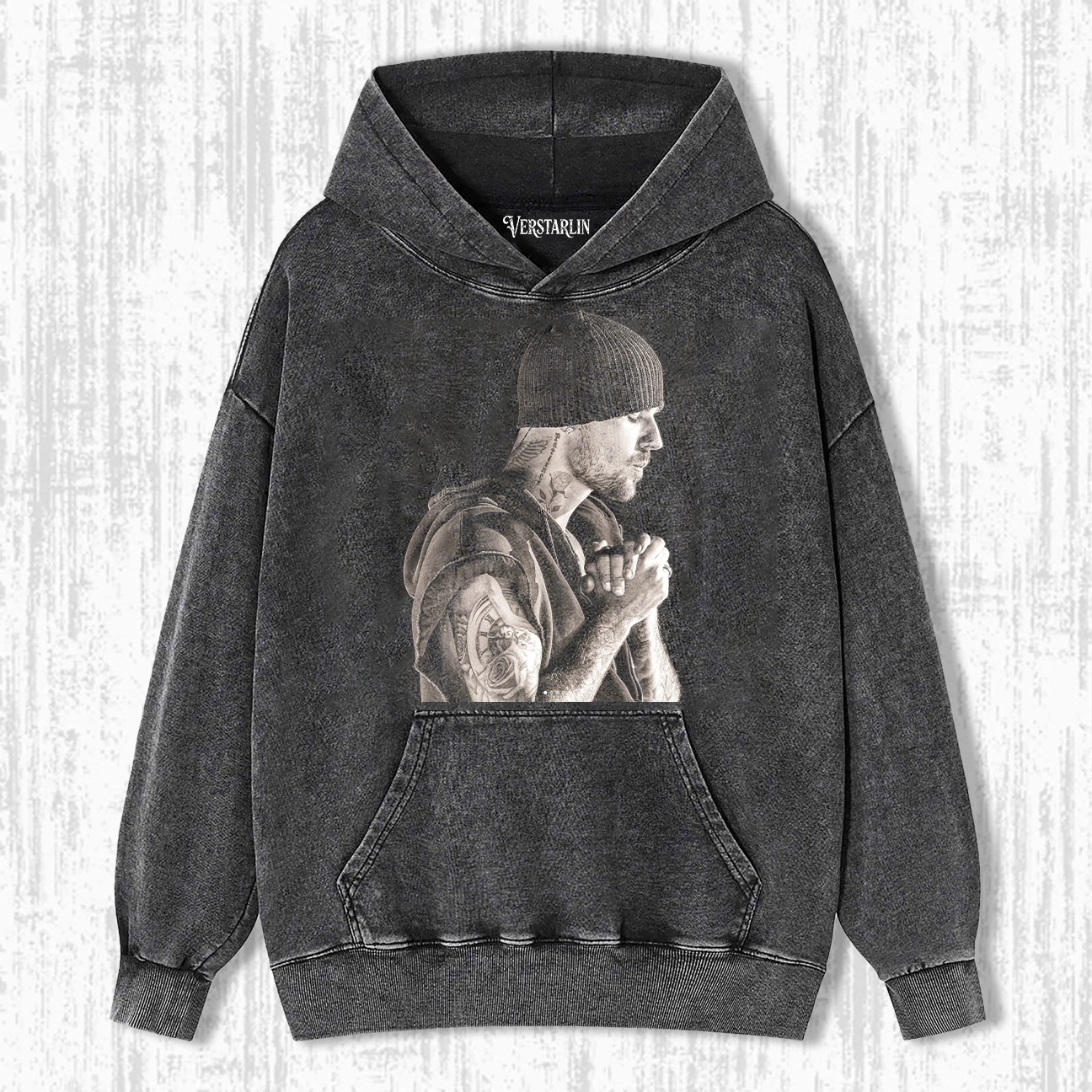 Coachella Vibe Justin Bieber Black & White Side Profile Prayer Graphic