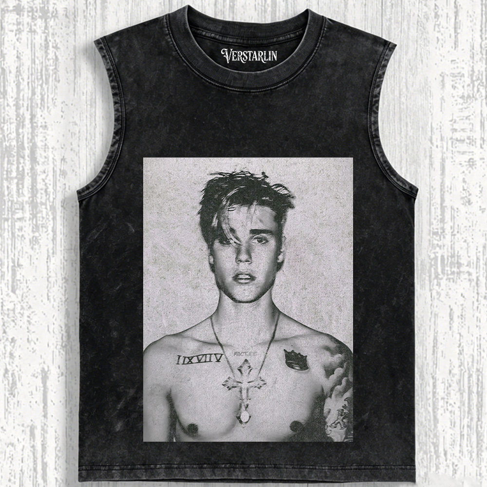 Coachella Edgy Vibe Justin Bieber Black & White Tattoo Photo Print 
