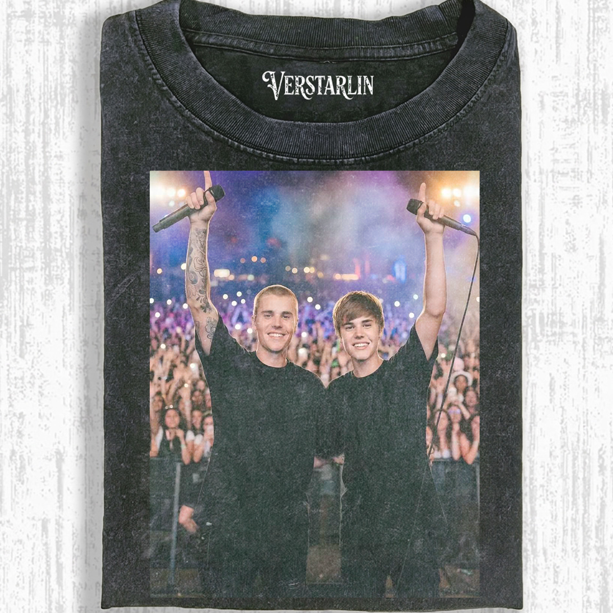 Coachella Vibes Justin Bieber Then & Now Stage Cheer Graphic