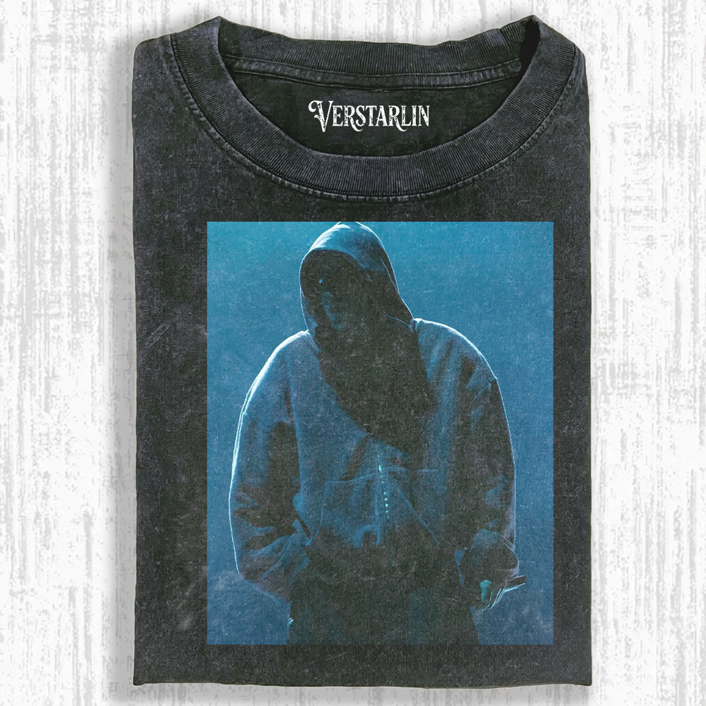 Coachella Neon Stage Blue Light Hooded Silhouette Print 