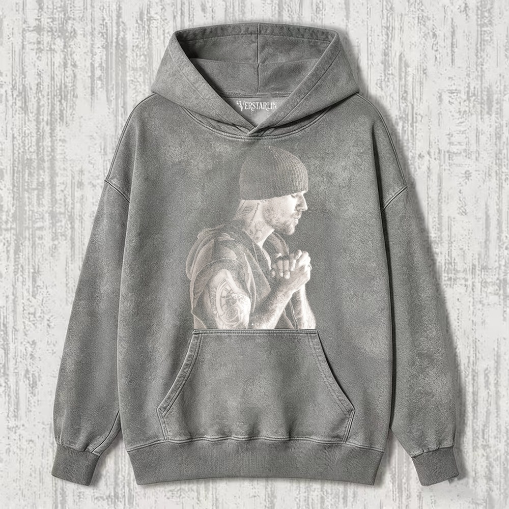 Coachella Vibe Justin Bieber Black & White Side Profile Prayer Graphic