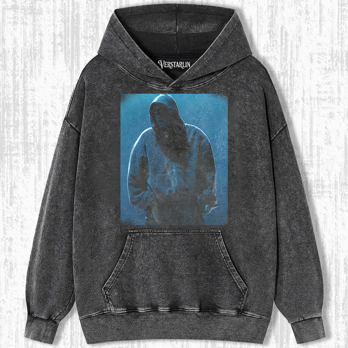 Coachella Neon Stage Blue Light Hooded Silhouette Print 
